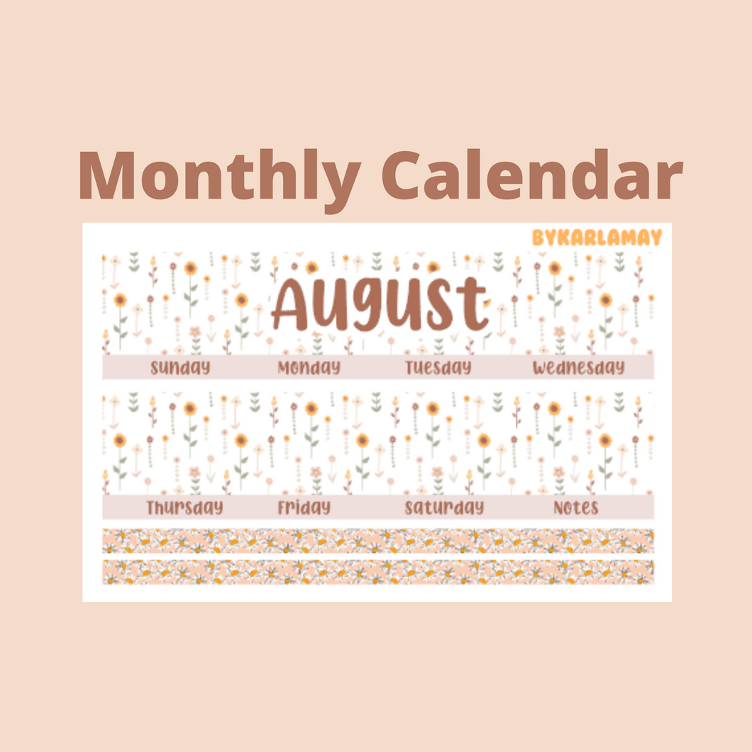 Z 2023 August Monthly Calendar | Add on | Bill Due (7x9)