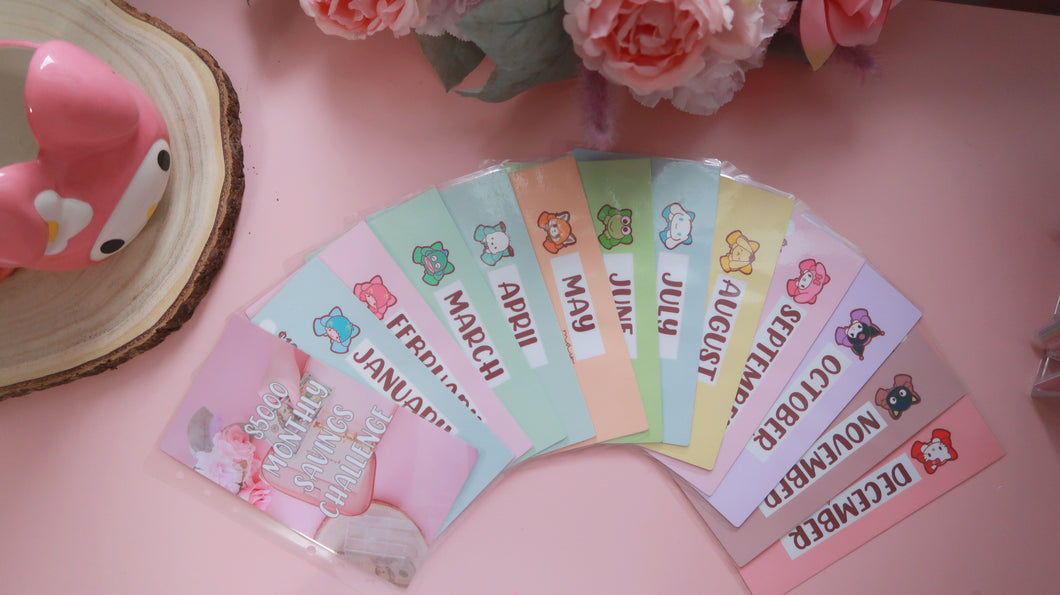 Sanrio Monthly Savings Challenge $1k, $5k, and $10k